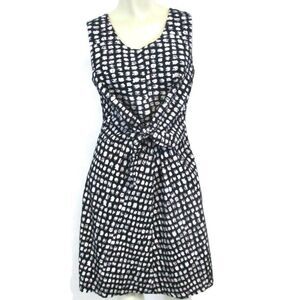 Leota Designer front Tie Black white Geometric Dress  8